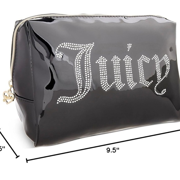 NEW- Juicy Couture Glossy Black Cosmetic Case with travel bottle With Juicy Logo - Picture 2 of 6